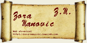 Zora Manović vizit kartica
